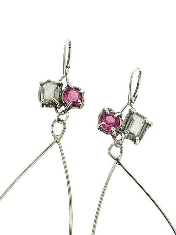 Close up view of gemstones on Parker Earrings.