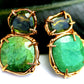 Lovely green earrings made with emerald, peridot and vermeil.