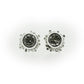 Full view of Talia Stud Earrings - White Topaz. Delicate but bold, these large stud earrings feature modest White Topaz set amidst a cluster of organic seasponge texture in Sterling Silver.  
