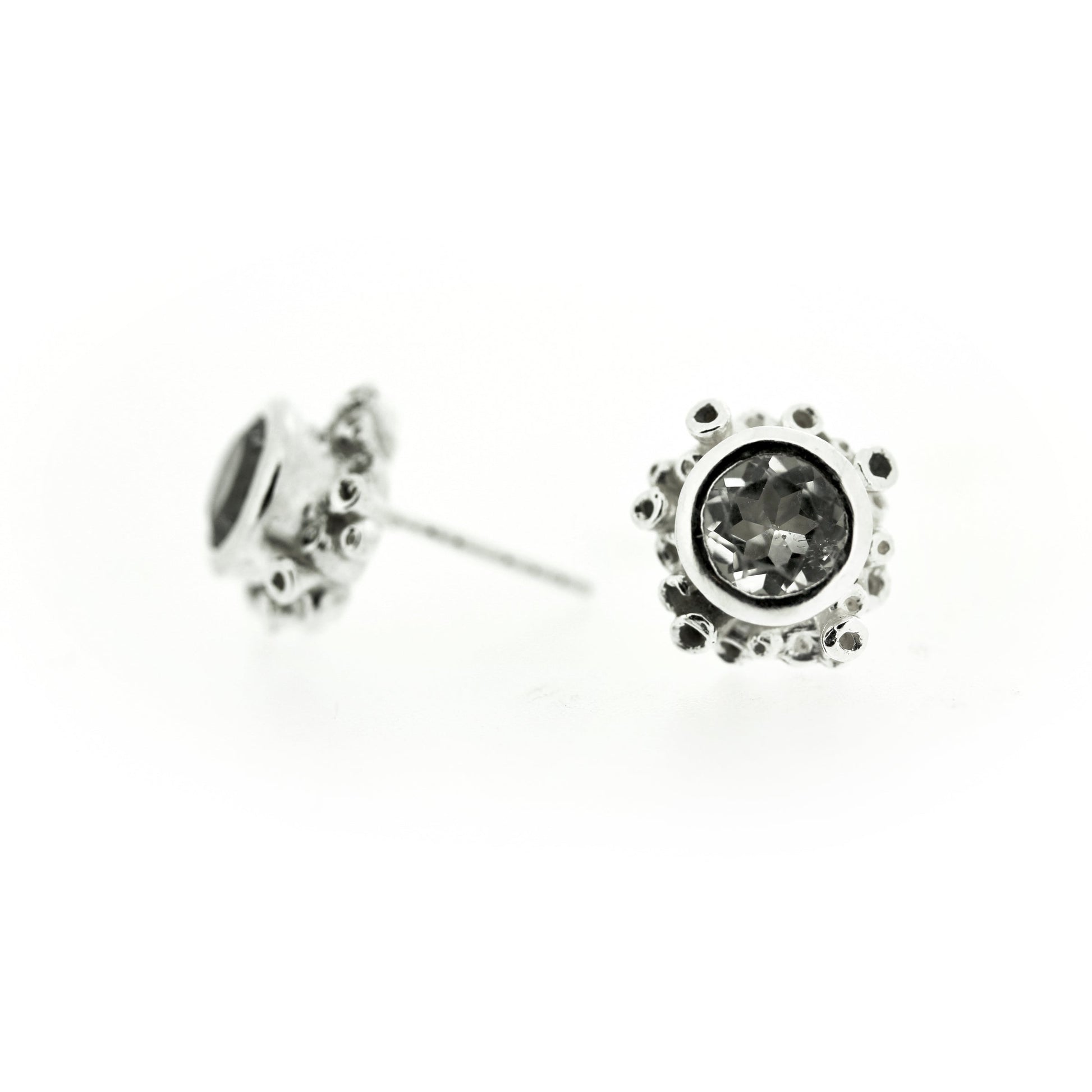 Front and side profile of Talia Stud Earring - White Topaz.