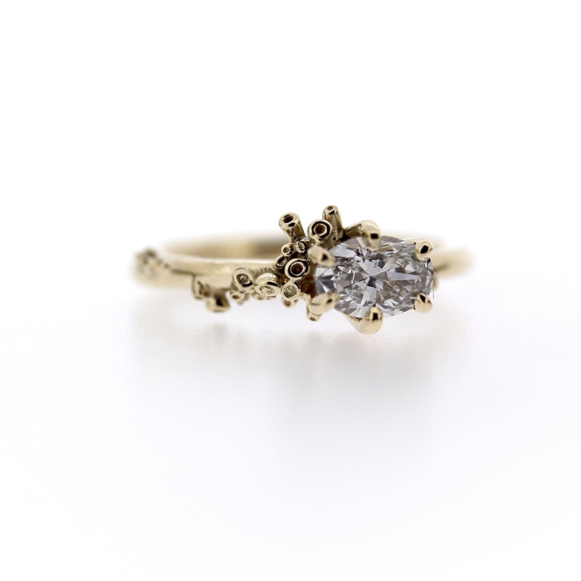 Angled view of top of Cleopatra Diamond Engagement Ring.