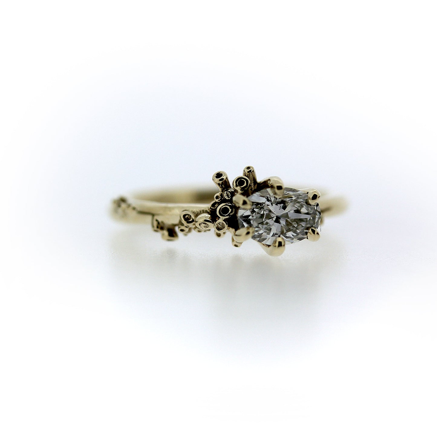 Angled view of Cleopatra Diamond Engagement Ring.