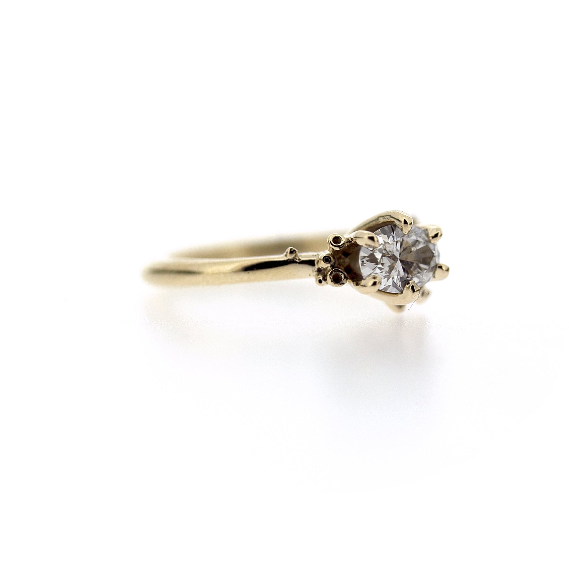 Angled view of Cleopatra Diamond Engagement Ring.