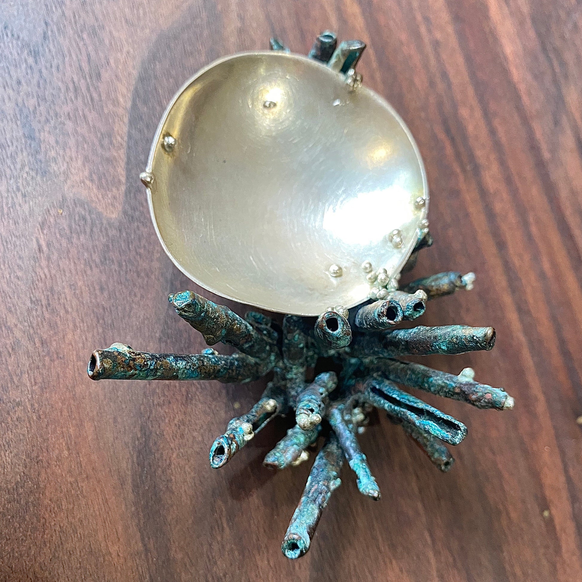 Green patinaed Sea Sponge Trinket Dishes.