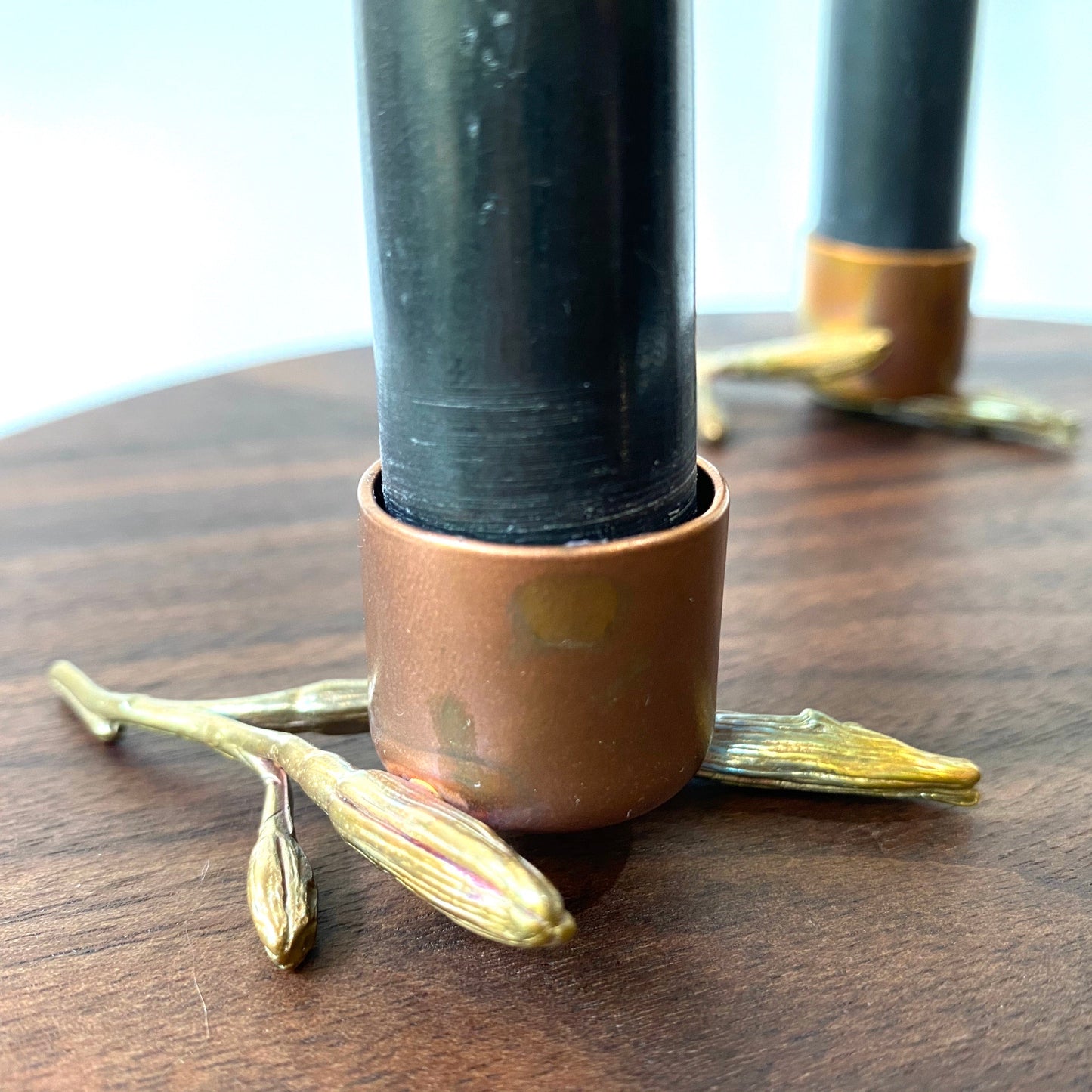 Close up view of Botanical Candlesticks being used.