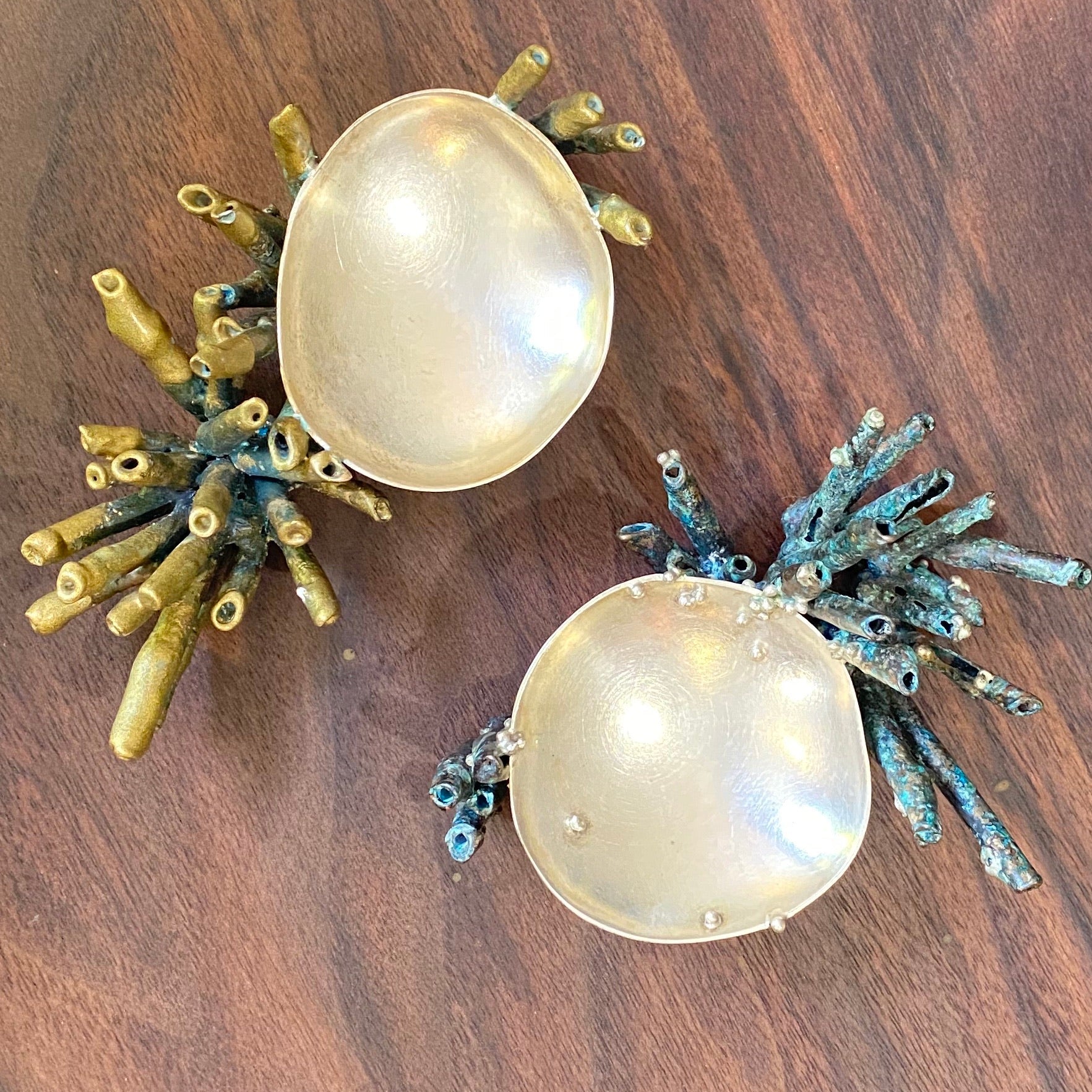 Top view of two Sea Sponge Trinket Dishes.