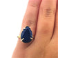 Full view of Lapis 14K Ring on woman's fingers to help give an idea of its scale.