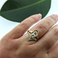botanical leaf design nature inspired arched V shadow band wedding band  with moissanite engagement ring